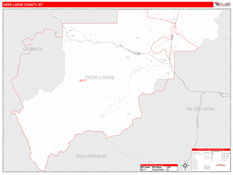 Deer Lodge County, MT Digital Map Red Line Style